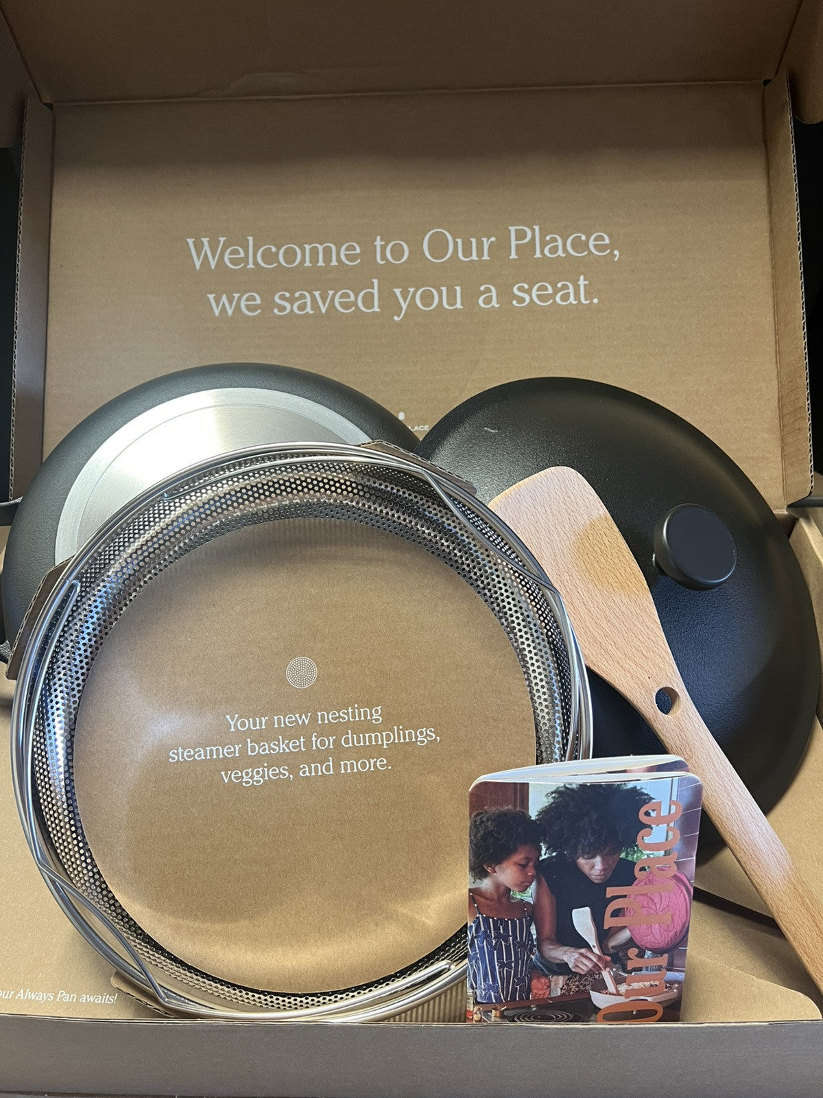 Our Place Always Pan 2.0 10.5” CHAR Nonstick Pan w Lid, Spatula, Basket