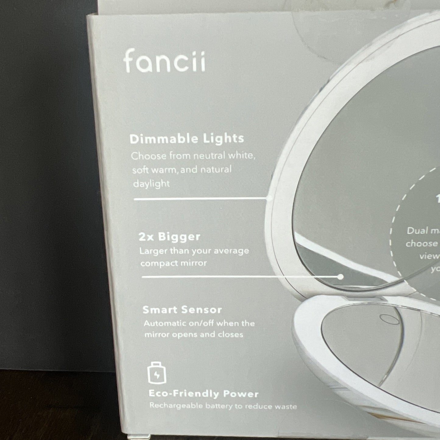 Fancii Lumi Luxe Compact LED Mirror With 10x/1x Magnification-Marble Stripe NIB