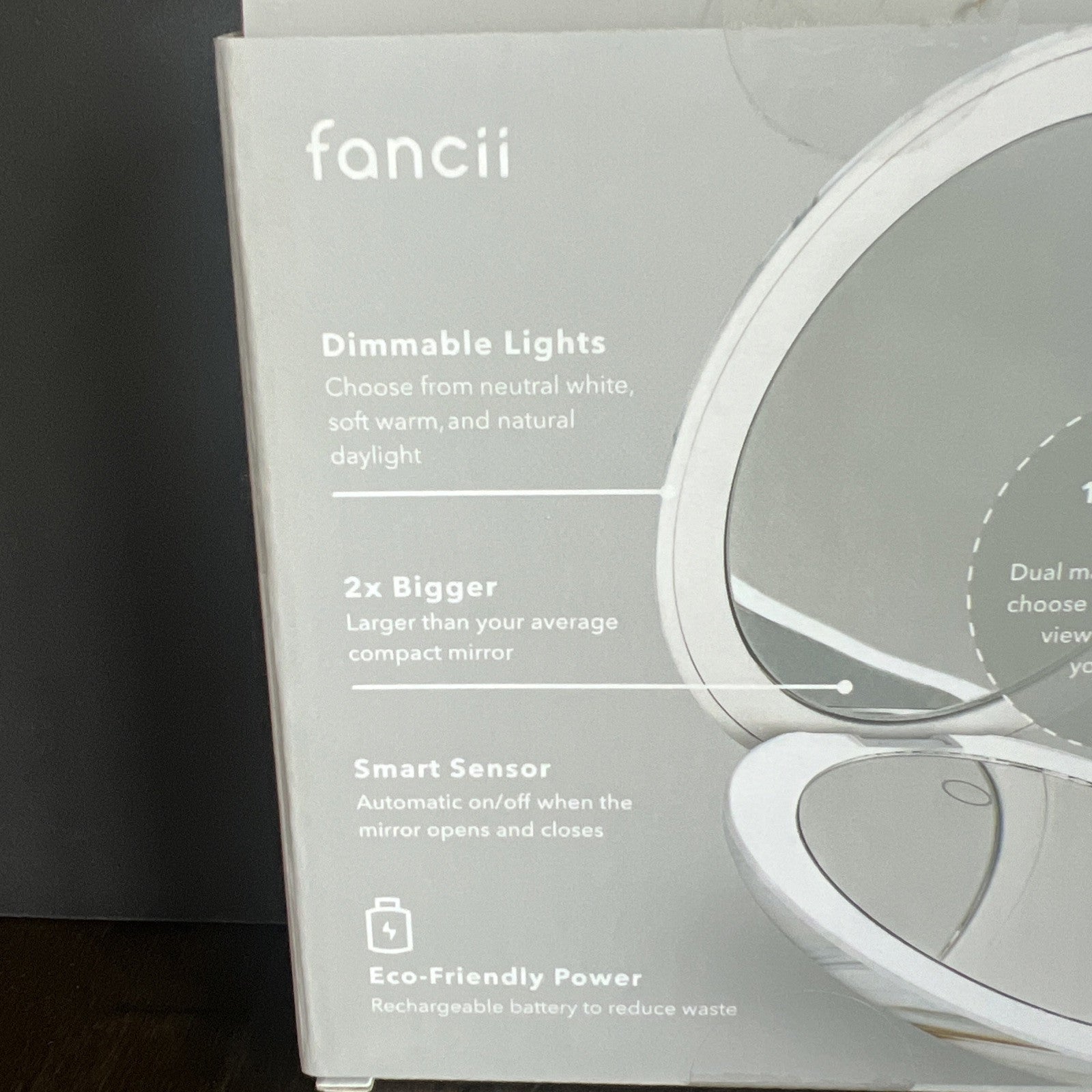 Fancii Lumi Luxe Compact LED Mirror With 10x/1x Magnification-Marble Stripe NIB