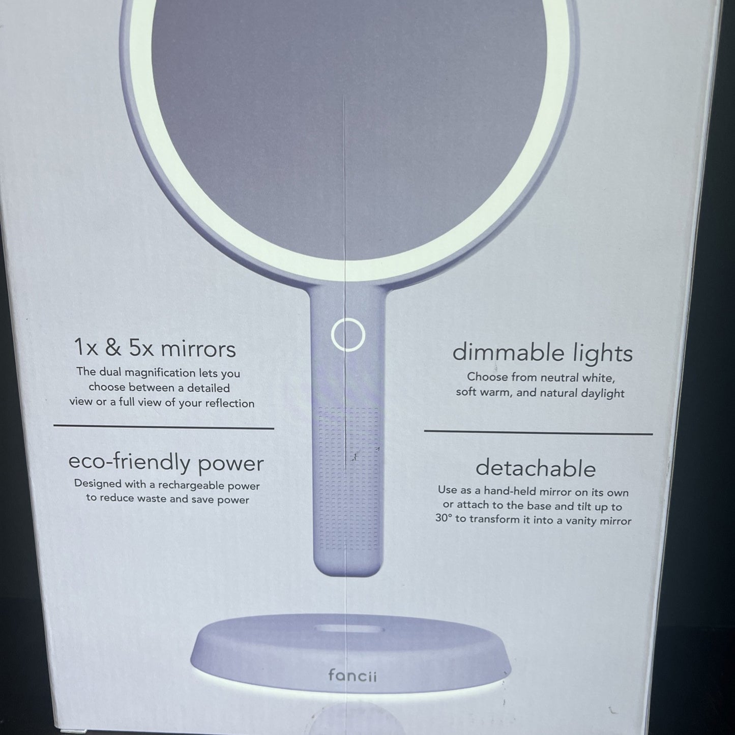 Fancii Cami Vanity / Handheld LED Mirror (New Sealed) Purple
