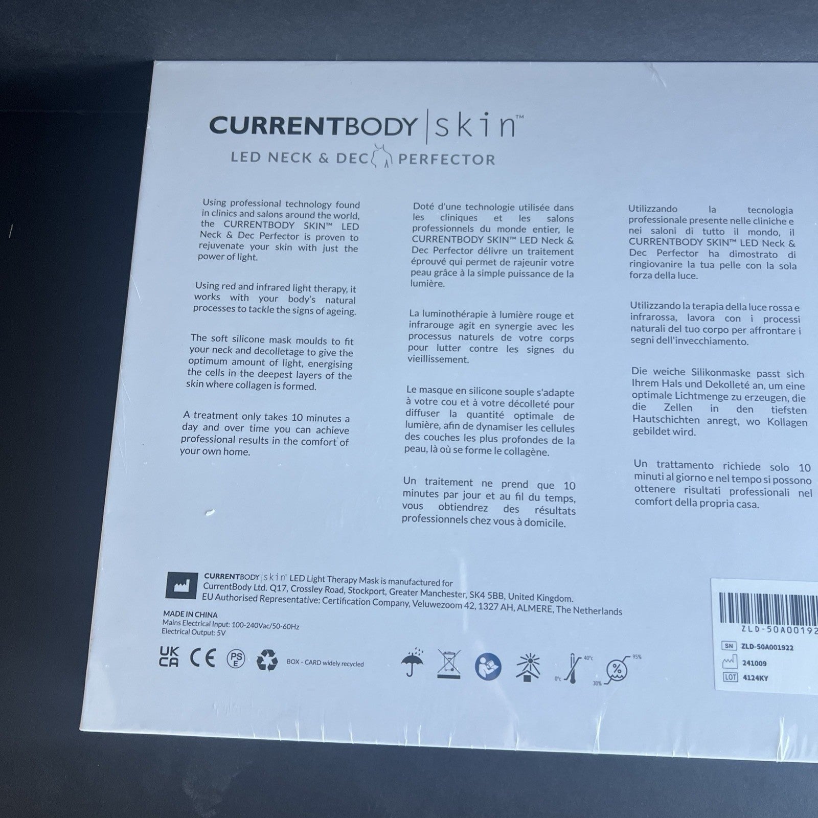 CurrentBody Skin LED Neck and Dec Perfector Anti-Aging LED Mask New Sealed