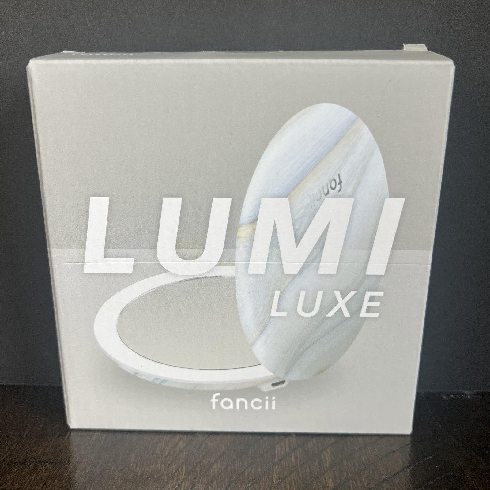 Fancii Lumi Luxe Compact LED Mirror With 10x/1x Magnification-Marble Stripe NIB
