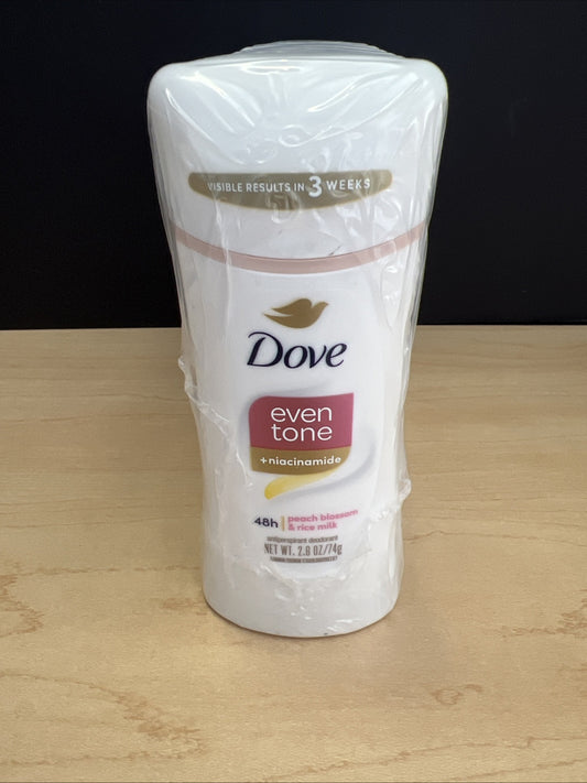 Dove Even Tone Peach Blossom & Rice Milk Deodorant, 2.6 oz ea, 6pk Exp 10/2026