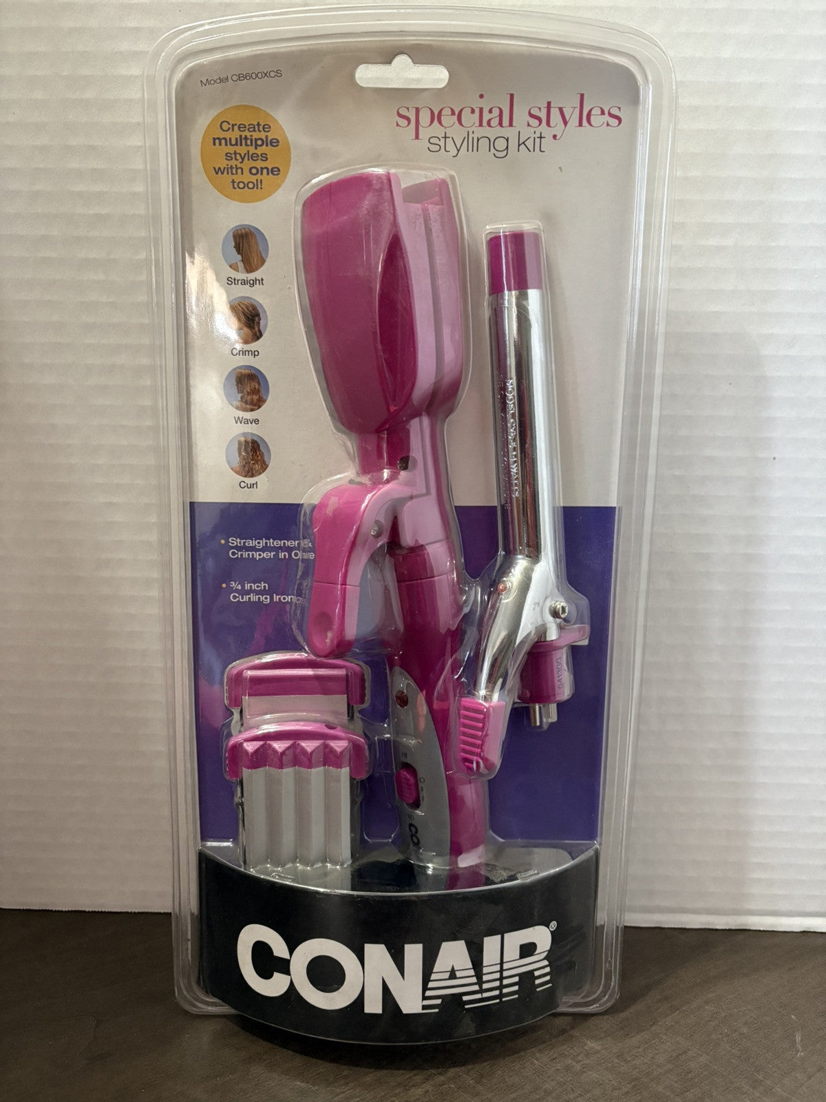 CONAIR Combo Styler 3-in-1 Straight Crimp Curl 3/4” Curling Crimp Flat Iron NEW