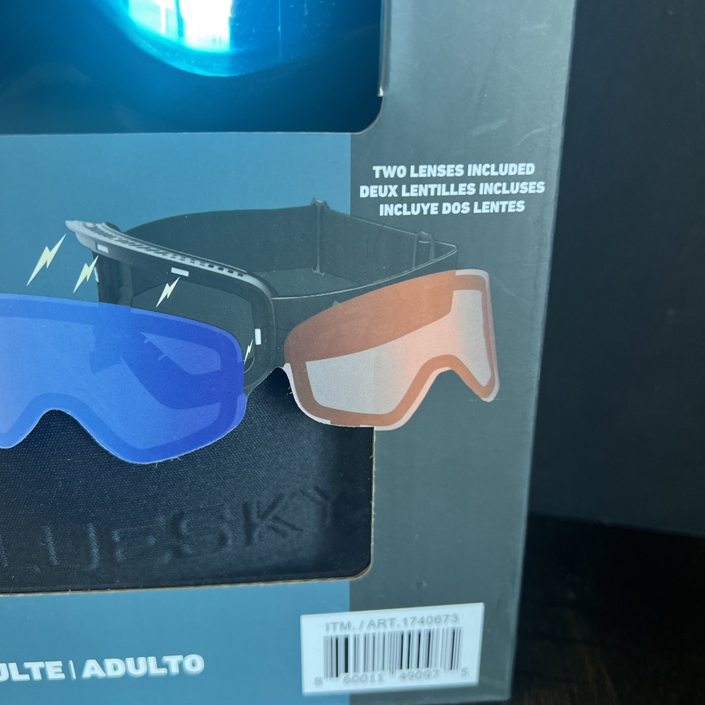 BLUESKY Adult Snow Goggles w/ Magnetic Quick Change Lens System, 2 Lenses, NIB