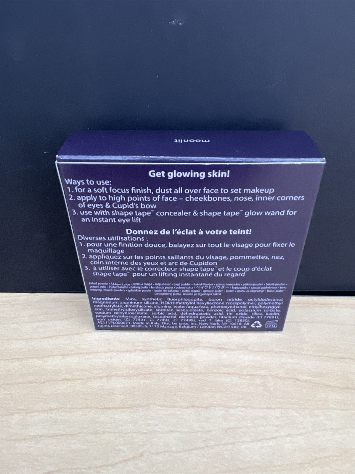 Tarte Shape Tape Glow Powder MOONLIT sheer rosy bronze glow 0.24 oz, Authentic