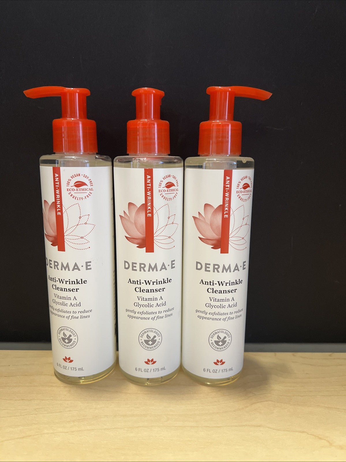DERMA E Anti-Wrinkle CLEANSER Vitamin A Glycolic Acid Nettoyant Facial 6oz