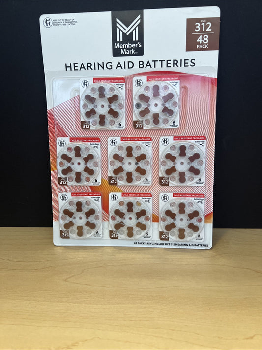 Member’s Mark 48 Pack Hearing Aid Zinc Air Batteries Size 312 Mercury Free 06/28