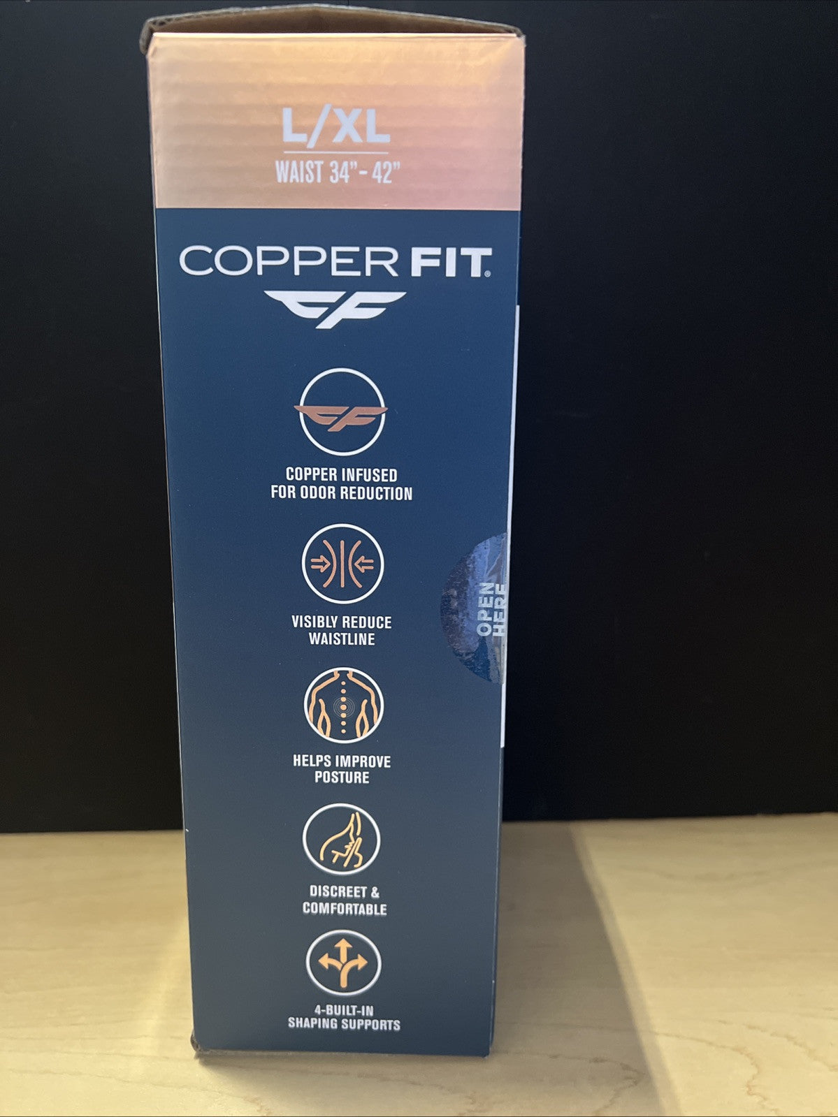 Copper Fit Core Shaper Back Support Size L/XL 34”to 42" Charcoal 5422