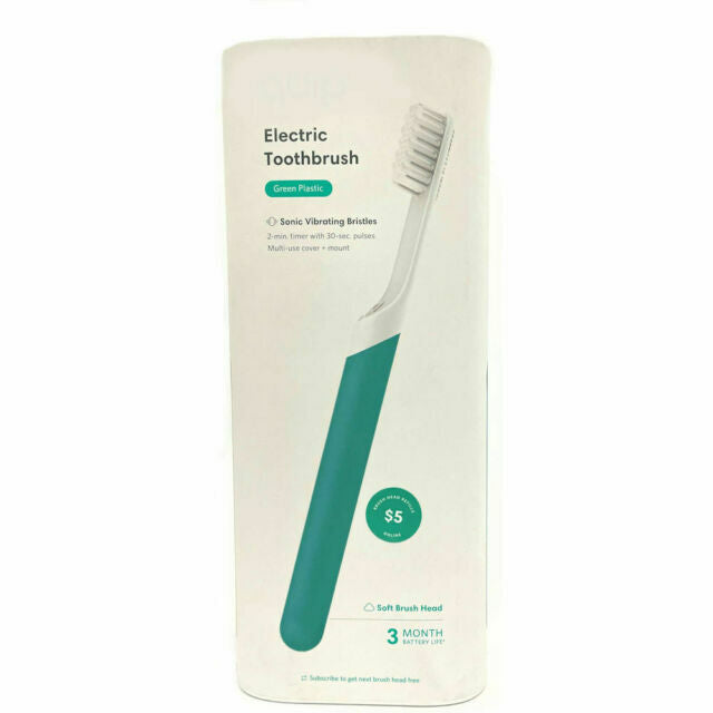Quip Sonic Toothbrush With Replaceable Head Green, Soft Bristles