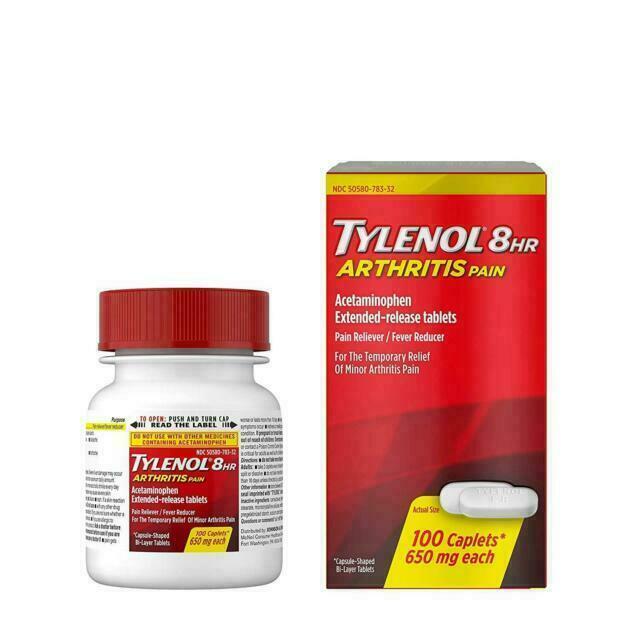 LOT OF 2 TYLENOL Arthritis Pain 650mg Caplets - 100 Count EXP 2027+